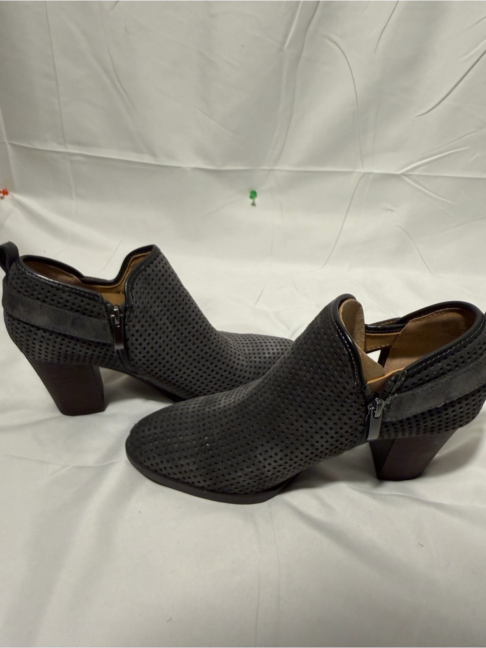 Franco Sarto Charcoal Perforated Ankle Booties - Picture 7 of 7